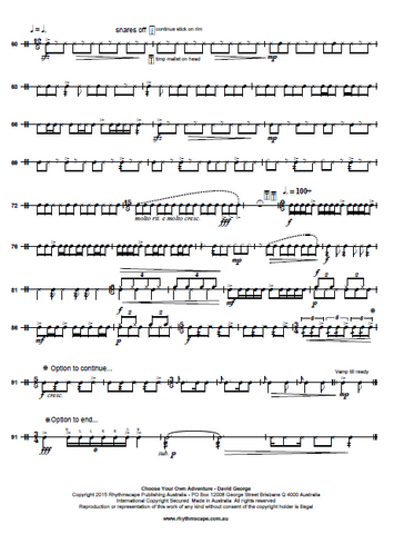 Snare Drum Solo by George - Choose Your Own Adventure (CYOA) - Score Example