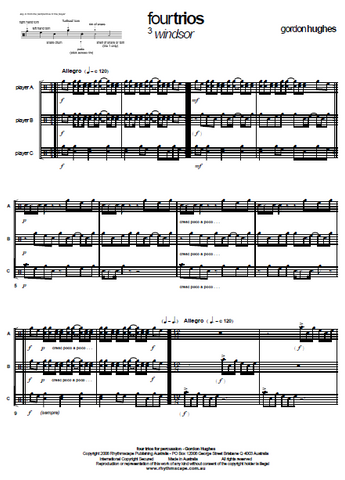 Four Trios for Untuned Percussion by Gordon Hughes - Score
