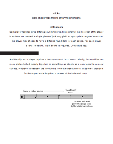 Blaze for Junk Percussion Ensemble - Score Example page 1