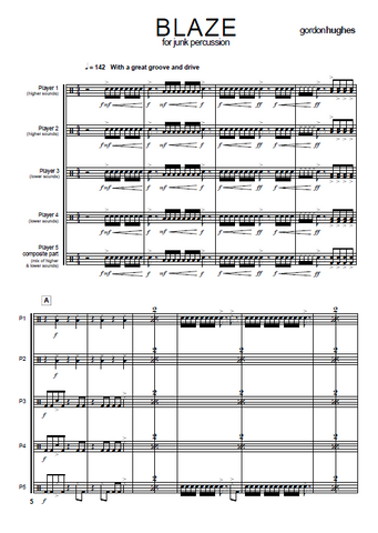 Blaze for Junk Percussion Ensemble - Score Example page 2