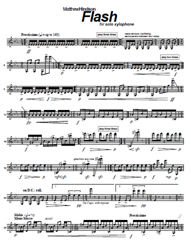 Flash for Solo Xylophone by Matthew Hindson - Score Example