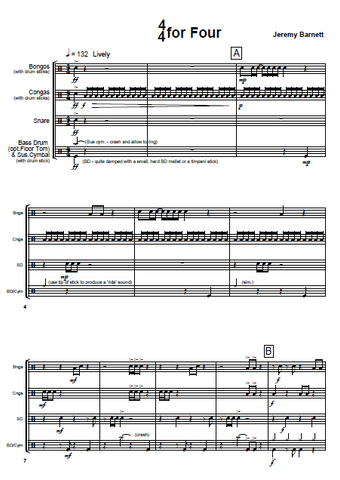 4-4 for Four for Percussion Ensemble - Score