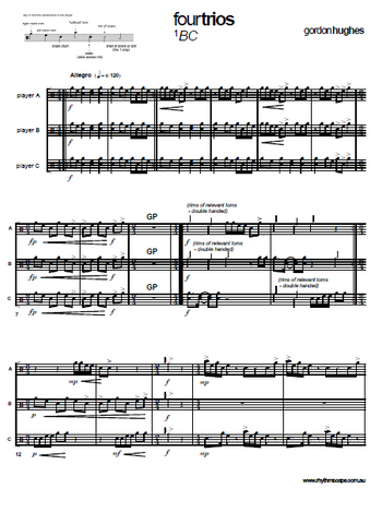 Four Trios for Untuned Percussion by Gordon Hughes - Score 1