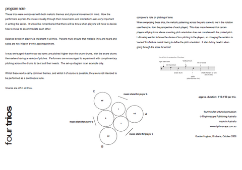 Four Trios for Untuned Percussion by Gordon Hughes - Program Notes