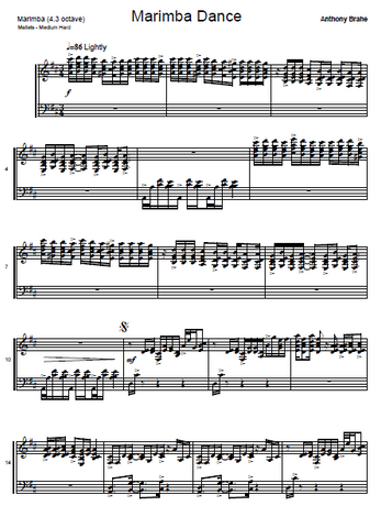 Marimba Dance for Solo Marimba (Four Mallets) - Score 
