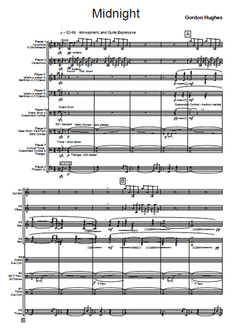 Midnight for Percussion Ensemble - Gordon Hughes - New Percussion Music Score Example