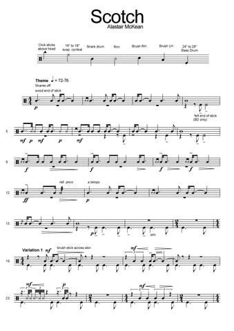Scotch for Solo Snare Drum, Bass Drum and Cymbal