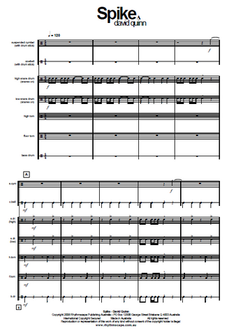 SPIKE for Percussion Ensemble - Beginner/Intermediate - Score Example
