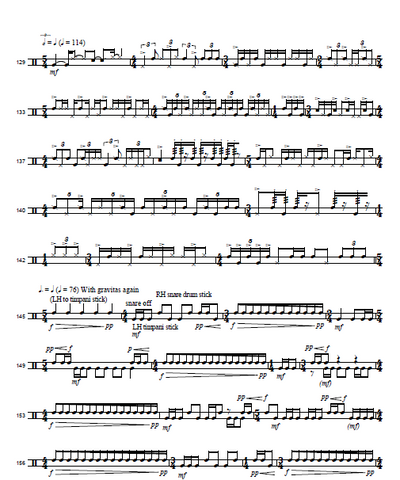 The Clock Talked Loud for Solo Snare Drum by Rob Cossom - Score