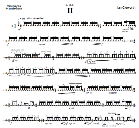 Three Pieces for Snare Drum by Cleworth - Number 2 for Colin