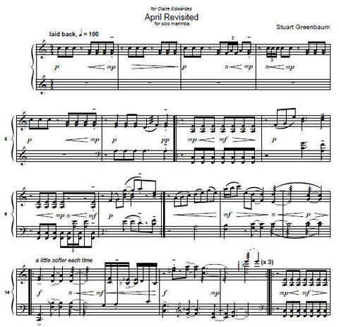 April Revisited - Solo Marimba Work by Stuart Greenbaum - Score